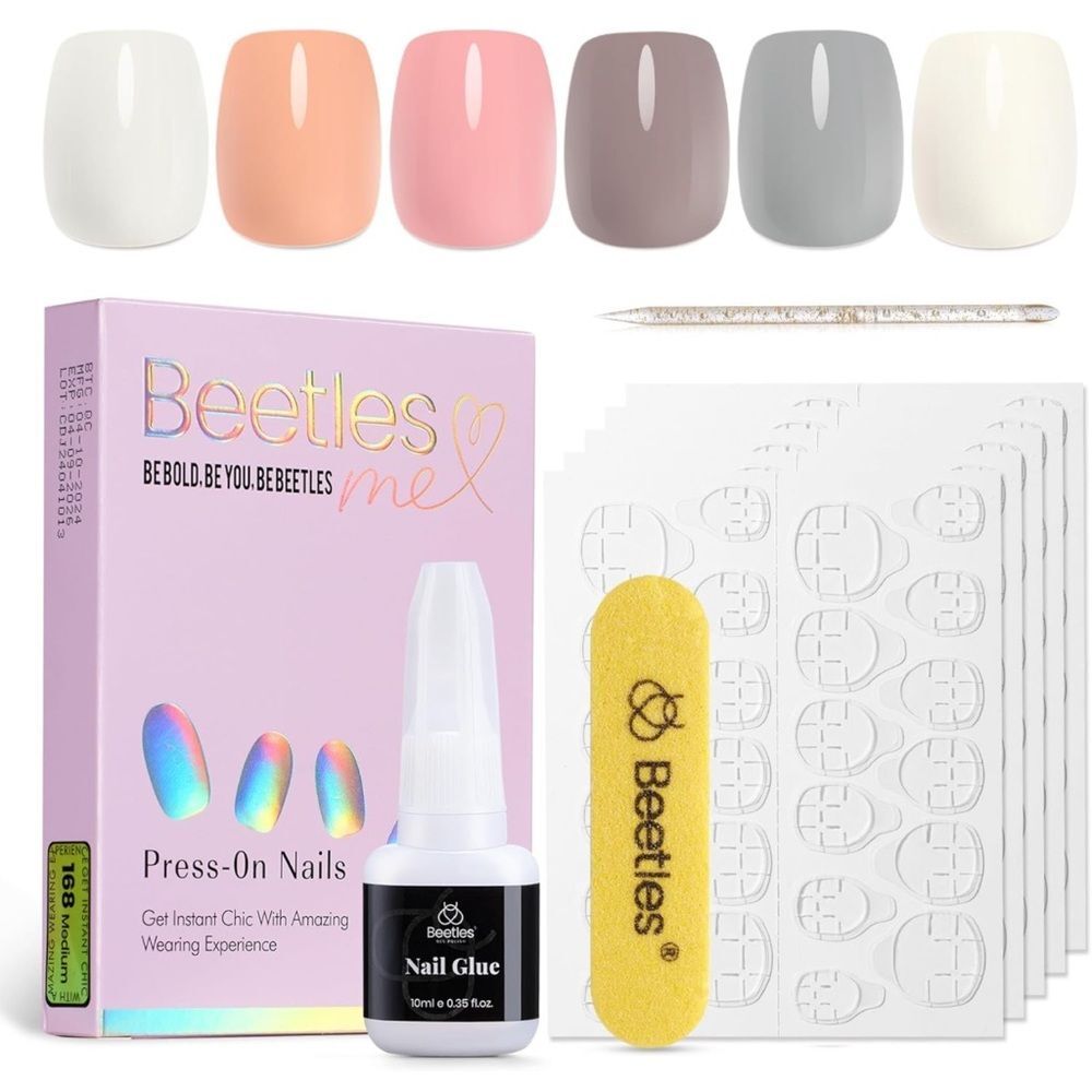 Nails Press Ons Short File Glue Ons False Nails Gel Glue Seamless 144 pcs E2